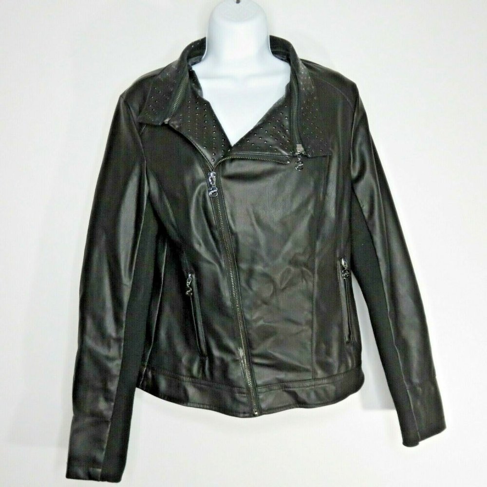 Desigual Black Studded Faux Leather Cafe Moto 10